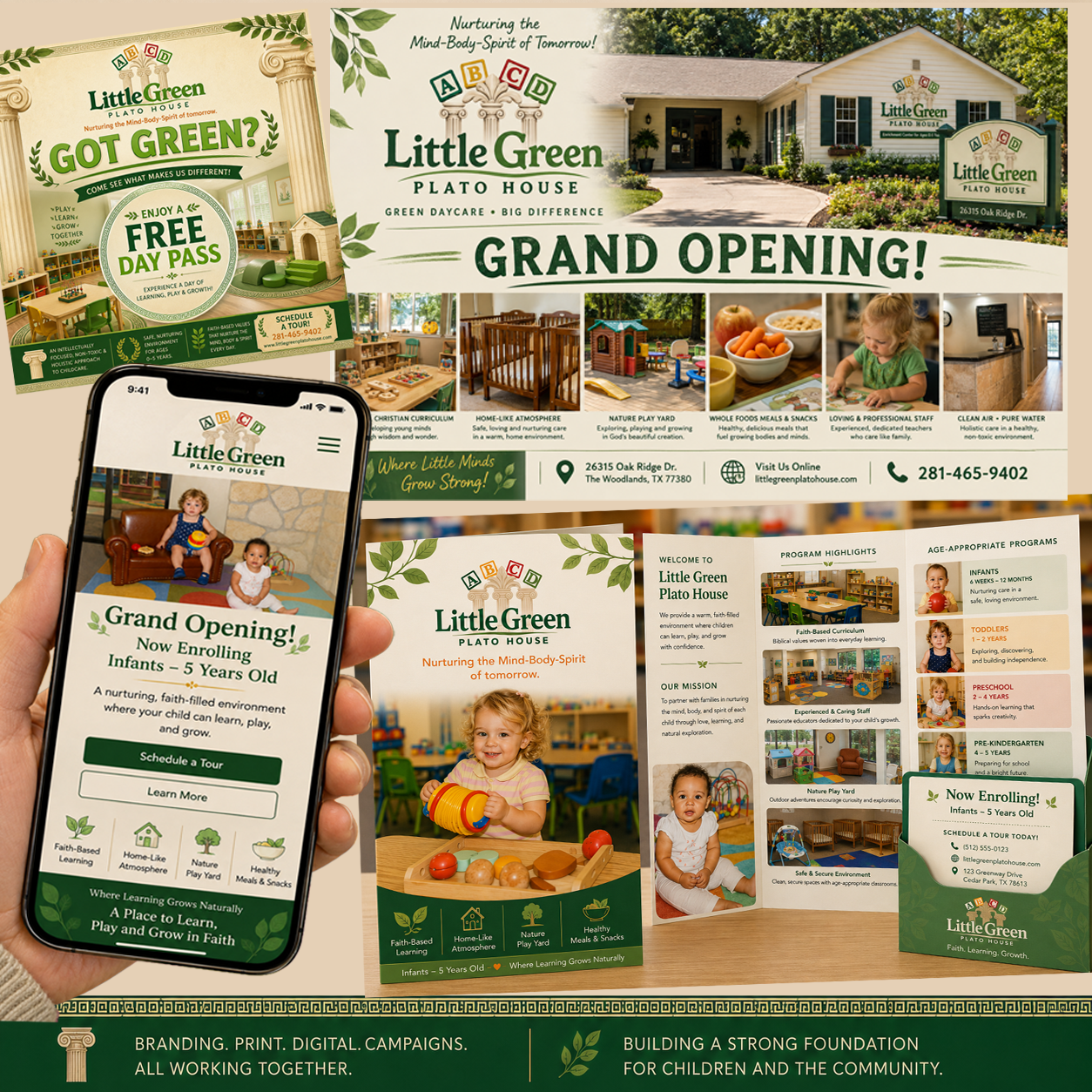 Little Green Plato House childcare branding and enrollment marketing campaign