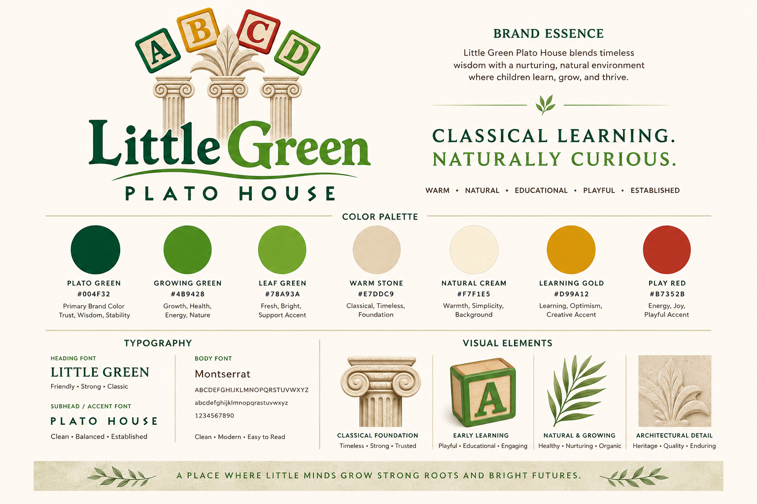 Little Green Plato House childcare logo and brand identity design