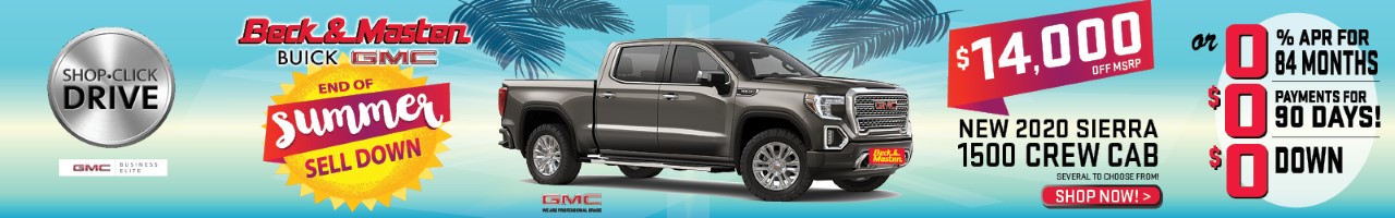 Beck and Masten Buick GMC digital display advertising campaign shown across multiple banner sizes