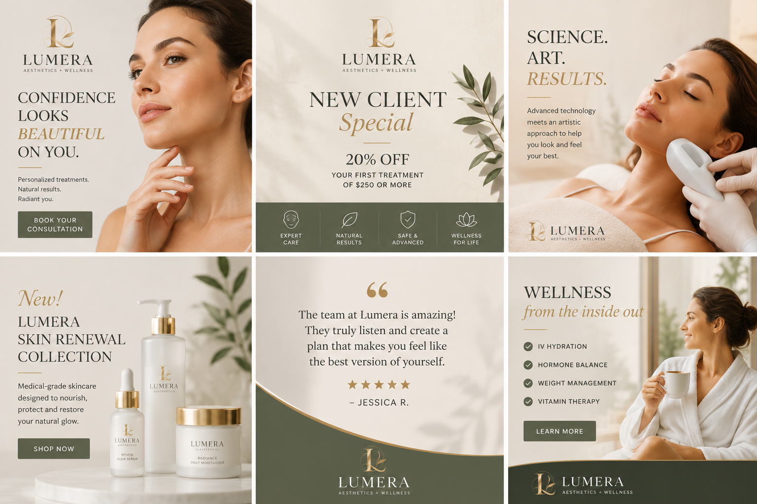 Lumera medical spa social media marketing and promotional campaign designs